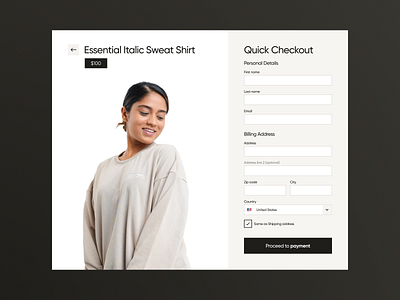 Checkout Screen for E-Commerce Website 🌟 checkout screen clothing store e commerce e commerce website minimal ui modern ui ui uidesign userinterface web design