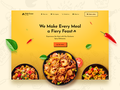 Chili Craze - Spicy Restaurant Landing Page 🌟 food website landing page modernui pizza restaurant restaurant website ui uidesign userinterface web design