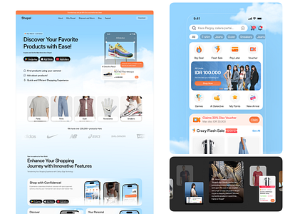 Shopel - E Commerce Landing page ai camera ai chat ai platform smart check out clean e commerce ecommerce landing page marketplace e commerce online shop online store shop shopping sky store trend web web design website website design