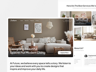 Future - Interior Design Website clean ui interior design interior landing page interior website interior website design landing page simple website ui user interface web desin