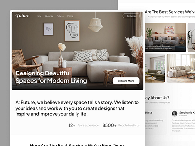 Future - Interior Design Website clean ui interior design interior landing page interior website interior website design landing page simple website ui user interface web desin