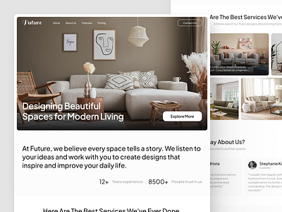 Future - Interior Design Website clean ui interior design interior landing page interior website interior website design landing page simple website ui user interface web desin