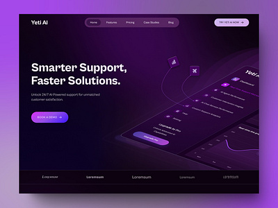 Yeti AI - AI Startup & SaaS Website ai ai startup design framer noocode purple responsive design saas startup template ui web design webflow