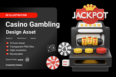 Casino Royale: A Collection of 3D Icons .png file 3d assets 3d casino icons for mobile apps 3d icon 3d illustration 3dmodel asset bundle casino gambling gaming theme graphic design high quality icon pack icons poker roulette machine slot ui design user interface ux design