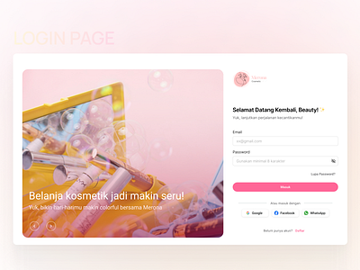 Login Page - Cosmetich Web Ecommers cosmetich ecommers website login market plase registers sign in ui design uiux website