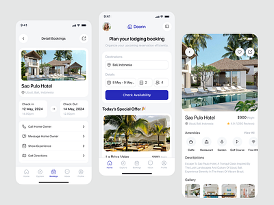 Doorin - Hotel Booking Mobile App Design Template app template blue booking design template ho home hotel hotel reservation mobile mobile app mobile app template ui design