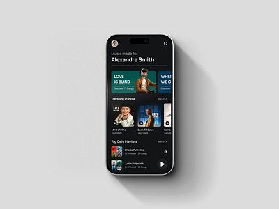 Music Streaming App - Home Page dark mode home page mobile mobile app mobile ui music music app ui
