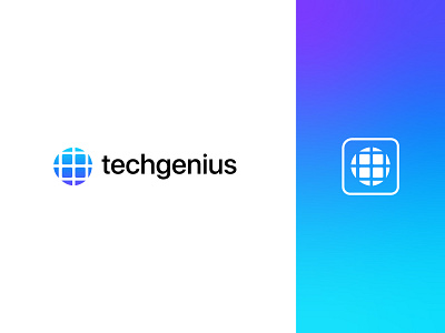 techgenius - abstract tech logo design abstract logo ai logo artificial intelligence branding design ecommerce globe logo gradients logo logo designer modern logo tech logo