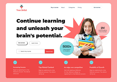 Tree Skilld - Education, E-learning Platform Website Design college e learning education landing page learning learning platform online course online learning online school school ui ui ux university ux web web design website website design