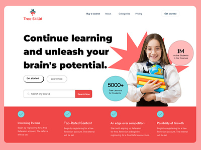 Tree Skilld - Education, E-learning Platform Website Design college e learning education landing page learning learning platform online course online learning online school school ui ui ux university ux web web design website website design