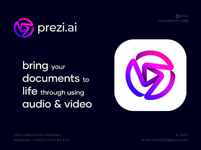 prezi.ai/logo re-design ai startup app icon blockchain brand identity branding digital marketing gradient logo logo logo redesign prezi logos minimalist logo modern gradient 3d logo modern logo p saas simple logos tech startup ui web3