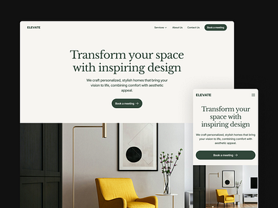 Hero section - mobile and desktop for interior design business hero hero section interior design section ui ui design ux ux design web design