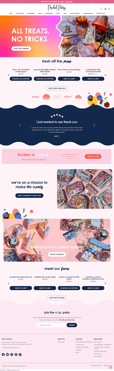 Packed Party Shopify Store shopify shopify redesign ui design