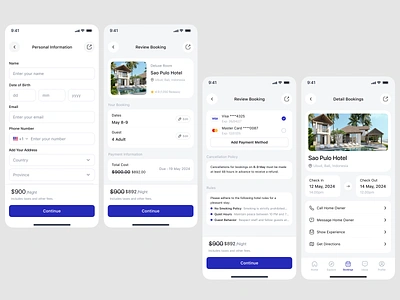 Doorin - Hotel Booking Mobile App Design Template - Book a room add payment method app template blue book a room. design template details booking hotel booking hotel reservation mobile mobile app mobile app design template mobile app template room booking ui design