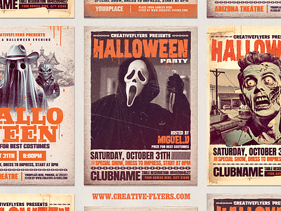 Retro Halloween Posters affiche creativeflyers flyer design flyer templates graphic design graphicdesign halloween illustration poster posters retro vintage