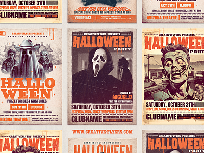 Retro Halloween Posters affiche creativeflyers flyer design flyer templates graphic design graphicdesign halloween illustration poster posters retro vintage