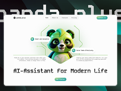 Panda - AI Assistant ai assistant branding design figma graphic design illustration landing page logo saas ui uiux website