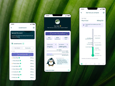 Gamified Carbon Tracking App app carbon offset design sustainability ui