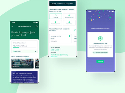 Carbon Offsetting Screens app carbon offset design sustainability ui