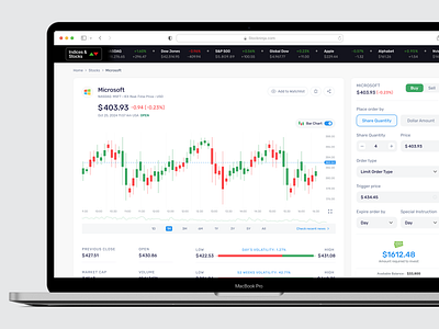 Stock - Investment Dashboard dashboard design finance app investment app investment dashboard product design saas app stock dashboard stock details stock track tracking app trading ui design userinterface webapp webdesign