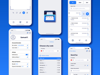 Fax mobile application + app icon design app application contacts design fax figma mobile settings ui ux uxdesign