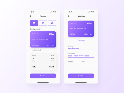 Daily UI #002 - Credit Card Checkout cleandesign credit card credit card checkout creditcard daily ui 002 daily ui challenges daily ui credit card daily ui mobile dailyui dailyui002 ifalex minimaldesign mobile credit card neuromorphism uichallenge