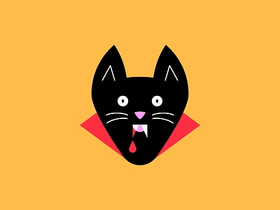 Flat vampire cat animal cat character design flat halloween icon illustration spooky vampire