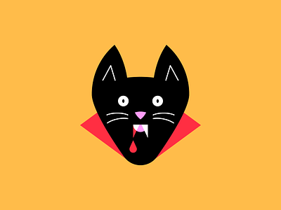 Flat vampire cat animal cat character design flat halloween icon illustration spooky vampire