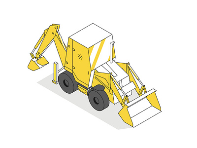 Excavator vector illustration affinity designer excavator heavy equipment isometric vector illustration vehicle