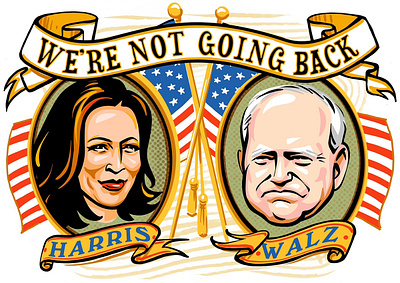 Harris & Walz X Kathryn Rathke bold editorial elections graphic political portraits usa