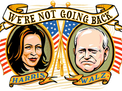 Harris & Walz X Kathryn Rathke bold editorial elections graphic political portraits usa