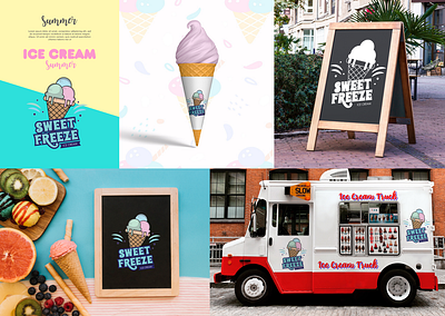 Ice Cream Logo Design adobe illustrator brand identity branding creative design graphic design ice cream ice cream design ice cream logo illustration logo logo design logo identity marketing playful logo product design