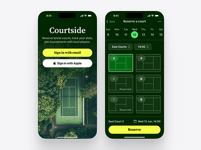 Courtside App – Outdoor colourway apple booking calendar ios sign in sports tennis