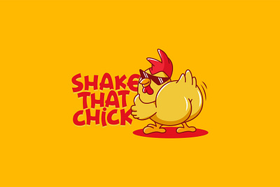 SHAKE THAT CHICK | LOGO DESIGN & BRAND IDENTITY branding chicken chicken fried design glasses graphic design illustration logo red sunglasses typography yellow