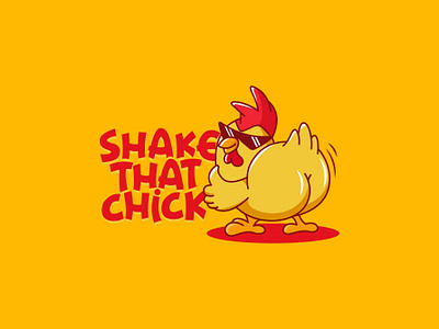 SHAKE THAT CHICK | LOGO DESIGN & BRAND IDENTITY branding chicken chicken fried design glasses graphic design illustration logo red sunglasses typography yellow