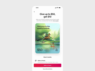 referral envelope motion airbnb animation card envelope ui