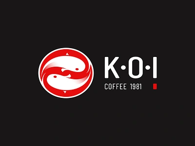 KOI Coffee - Minimalist Fish Logo | Modern Animal Logo Design animal animal logo branding coffee coffee shop creative logo fish fish logo garden gradient koi koi fish logo logo logo design minimalist logo modern logo negative space logo red logo symbol yin yang