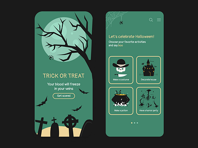 This is Halloween app app design graphic haloween icons mobile screens typography ui ux