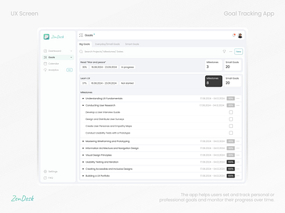 UX Goal tracking app goal tracking app tracking ux