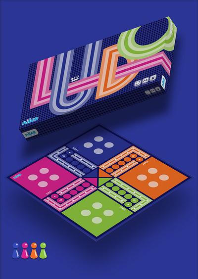 LUDO Board Game 70s board game branding colors design dice fun game design graphic design ludo packaging design pawns typography visual identity