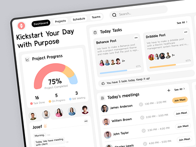 Task management Dashboard | Project Tracker dashboard dashboarddesign light theme minimaldesign productivity projecttracking task management tasks trackit uiuxdesign uxdesign