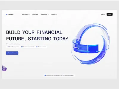 Account opening homepage account animation banking blue finance financial fintech homepage illustration open website white