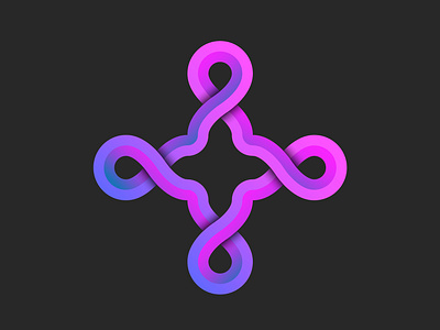 Cross shape pattern 3d logo artwork branding cross logo cross shape cross symbol emblem geometric form illustration infinity shape intertwine logo design overlapping lines pattern logo purple gradient vector vibrant gradient