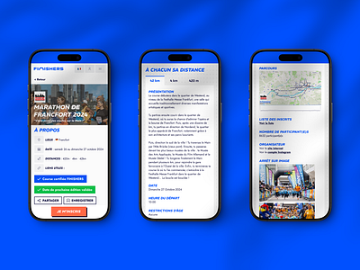 Finishers - Mobile Event Page clean ui digital design event page event planner figma finishers interactive design minimalist design modern design motion design outdoor sports review page sports community sports event trail running ui design user experience user interface ux design web design