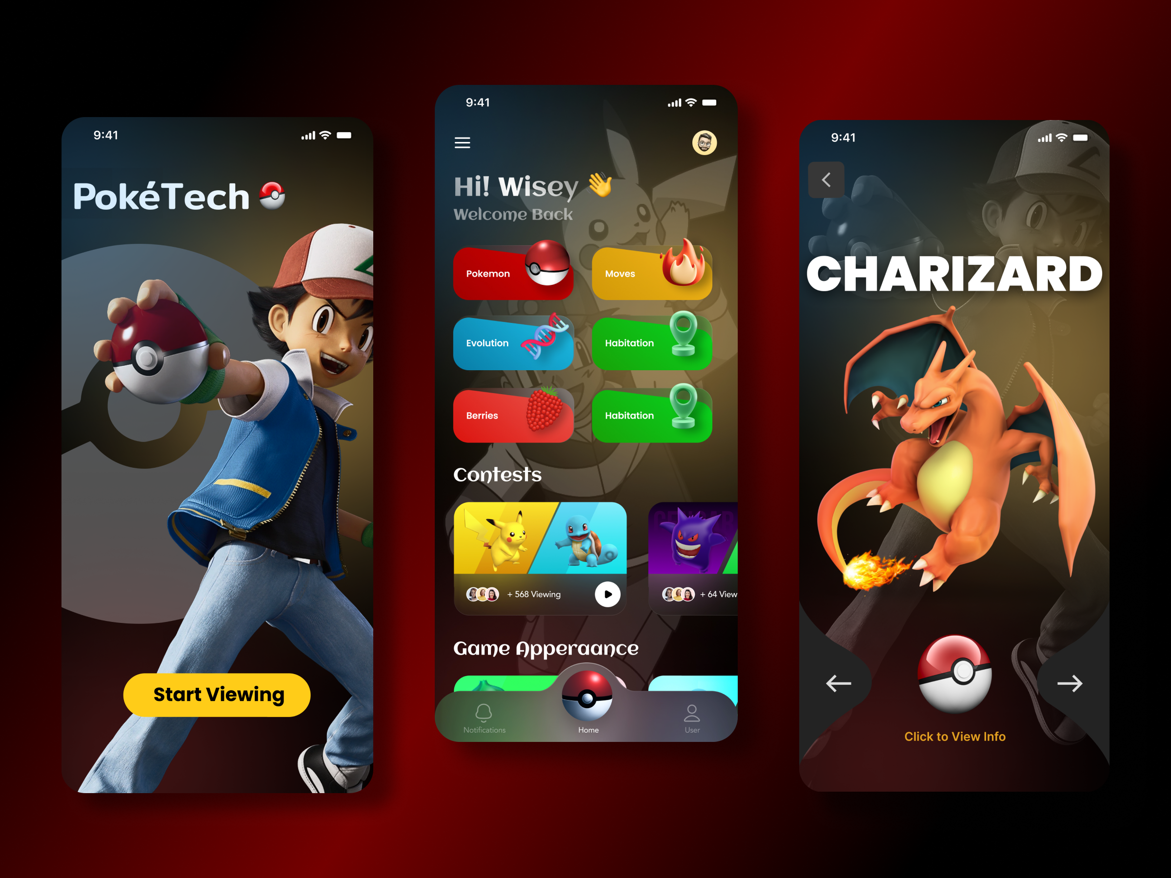 PokeTech App Design Demo animation app demo branding design figma mobile app motion graphics pokemon ui ui ux vector