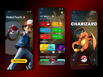 PokeTech App Design Demo animation app demo branding design figma mobile app motion graphics pokemon ui ui ux vector