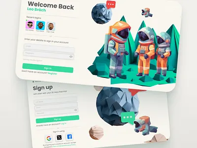 Social Space | Log in / Sign in app daily challenge design ui ux