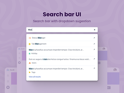 Dropdown search bar UI auto suggestions dropdown suggestions input field design search autocomplete search bar search dropdown search input design search interface search suggestion searchbar typing suggestions