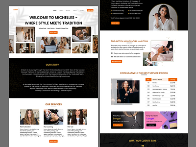 Hair Saloon Landing page beauty design hair color hair saloon illustrator landingpage ui websitedesign