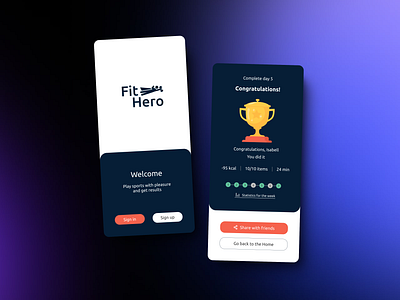 FitHero - Fitness app app design fitness logo mobile reward sign in signin sport ui ux workout